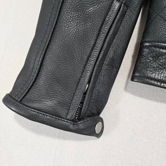 First Classics Jacket Mens Large Black Leather Zip Up Lined Biker Motorcycle - Picture 5 of 15